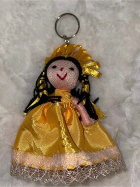 Handmade Yellow Doll Keychain Card Holder